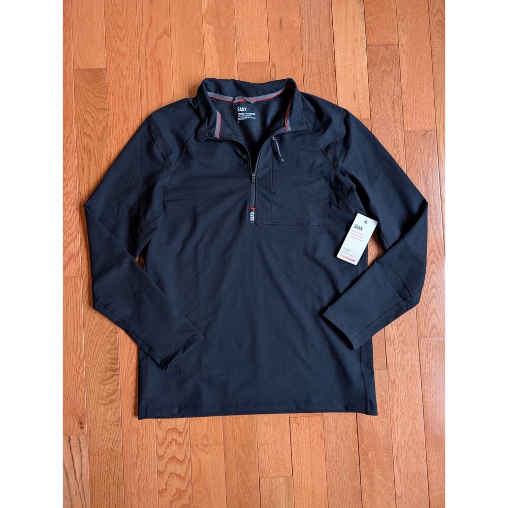 SAXX NWT Black Roast Master Heavyweight Long Sleeve Base Layer Quarter Zip Large